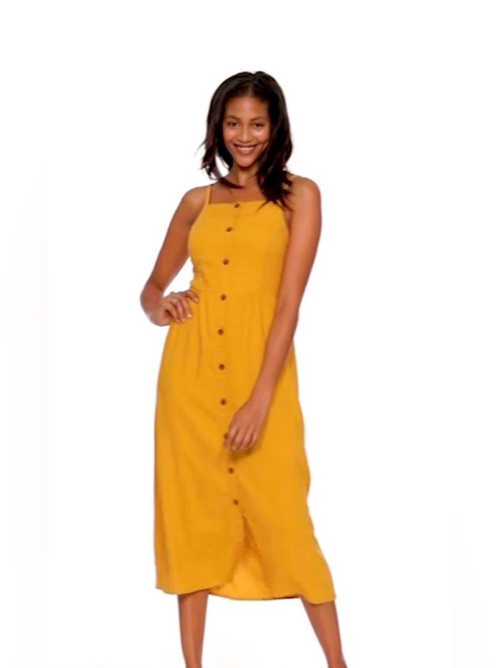 Old Navy Women’s Mustard Yellow Smocked Midi Dress